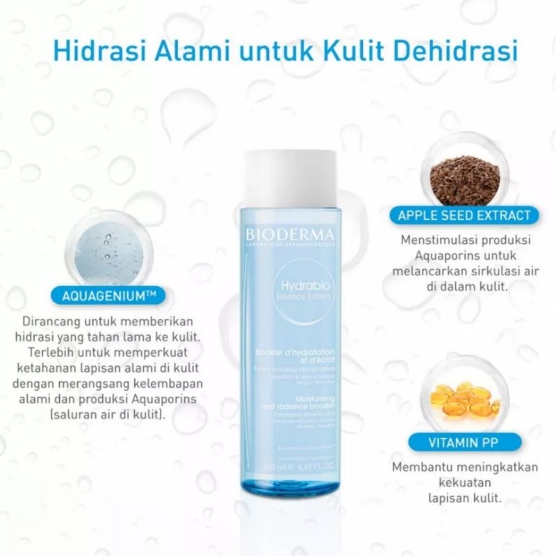 BIODERMA HYDRABIO ESSENCE LOTION 50 ML TONER ESSENCE UNTUK KULIT DEHIDRASI KERING DAN SENSITIF