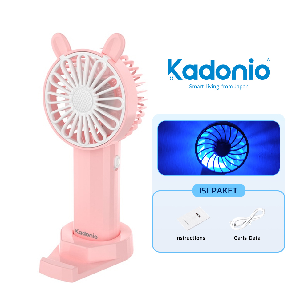 KADONIO Kipas Angin Mini Portable USB Cas Karakter Dapat Digunakan Sebagai Dudukan Ponsel KL-FN20-Normal-PW20 FN20