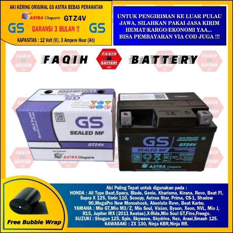 AKI MOTOR BEAT, VARIO, SPACY, REVO, BLADE GTZ4V GS ASTRA OTOPARTS ORI