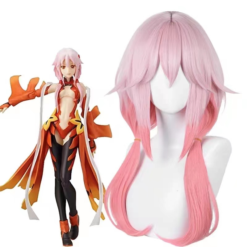 Synthetic Hair Guilty Crown Yuzuriha Inori Cosplay Wig 60cm Gradient Pink Wigs Silicone Scalp Heat R
