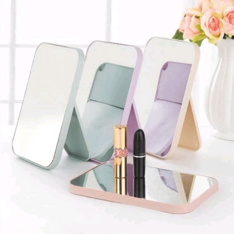 ANK CERMIN LIPAT PERSEGI PORTABLE / STANDING BEAUTY MIRROR KACA DUDUK UNTUK RIAS MAKEUP WAJAH / FOLDABLE VANITY MIRROR CERMIN MEJA-4