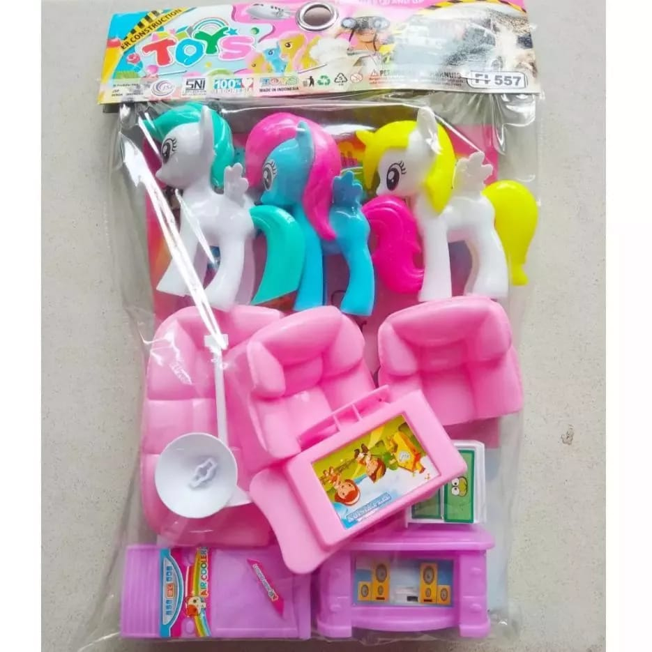 FI 557 Mainan Kuda Poni / Little Pony Unicron Mainan Anak Perempusn Set Furniture Meja