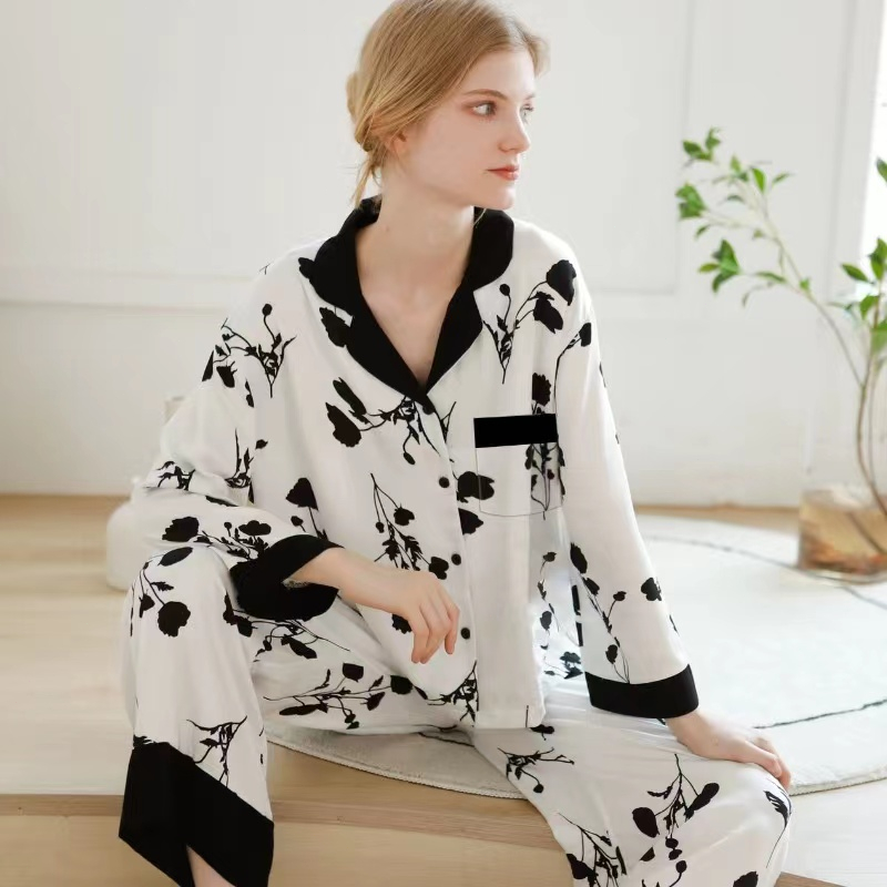 2023 Piyama Ice Floral New Women/Long -Longsleeved Senior Home Service Service