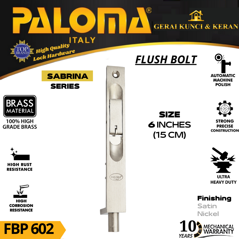 PALOMA FBP 602 Flush Bolt  SABRINA 6 INCH (15CM) Grendel Tanam Slot Pintu