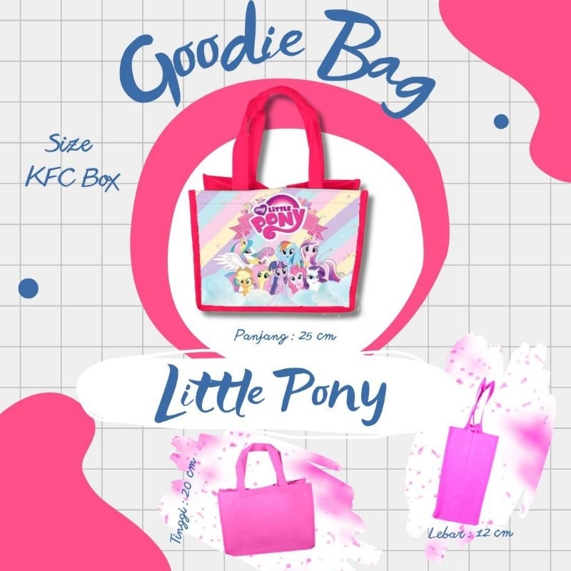 

Tas Ultah Little Ponny / Tas Ulang Tahun Anak / Tas Aqiqah / Goodie Bag Souvenir Besek Kantong Custom Nama Dan Foto