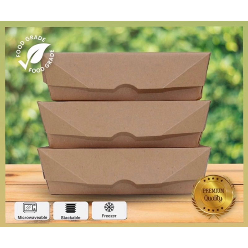 Lunch Box Kraft Paper S, M, L isi 50 pcs ~ GALERI PLASTIK FROZEN FOOD