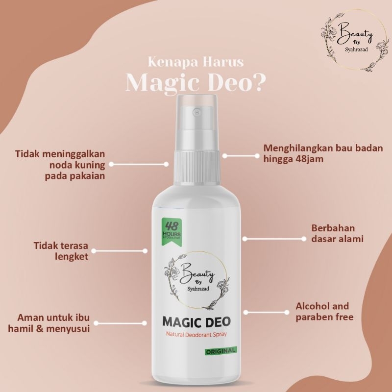 Magic Deo [Proses BPOM] Deodorant Spray deodorant tawas alami mencegah bau badan mencerahkan ketiak