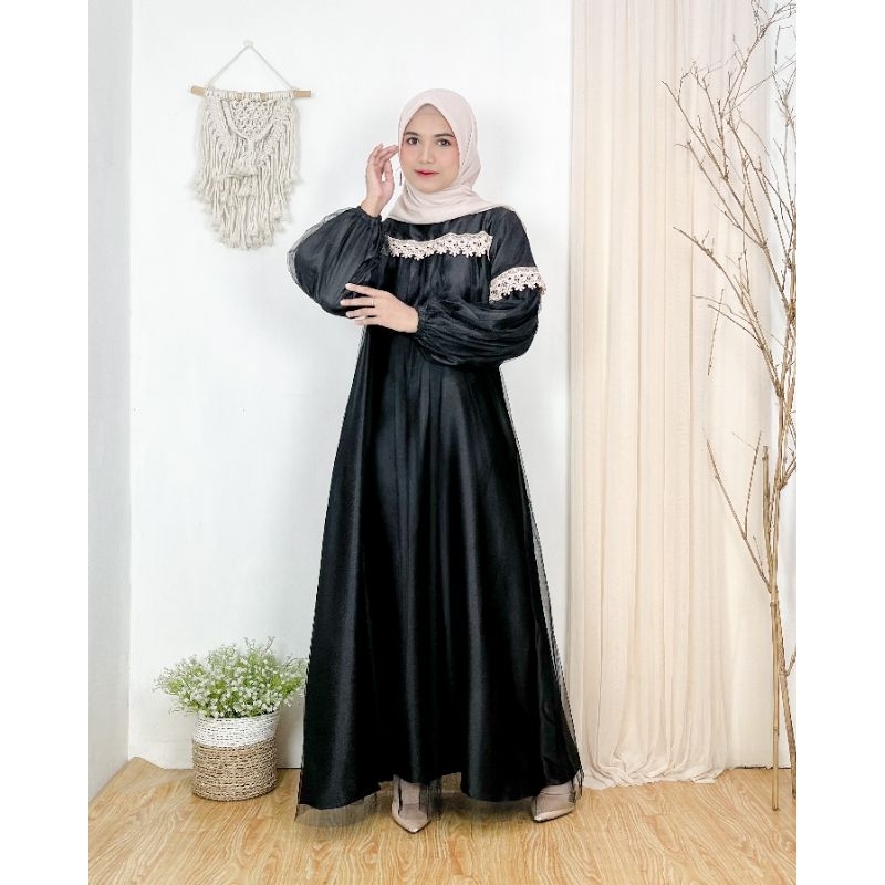 Nagya Dress size M - L - XL - XXL / Gamis renda dan tile / Gamis kondangan Dan  bridesmaid / Gamis murah 2023