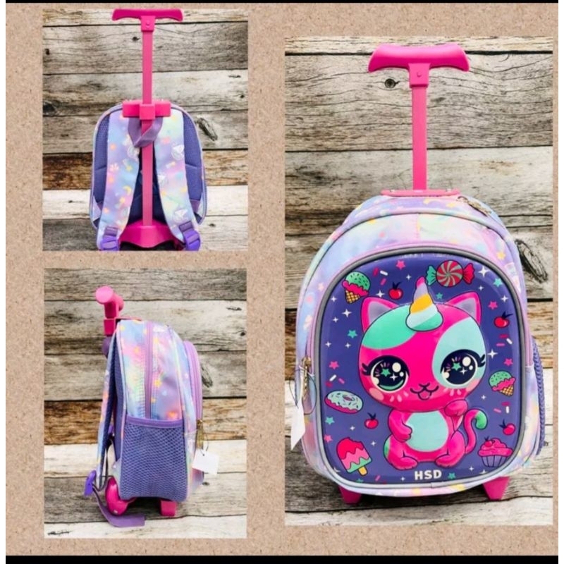 DIJAMIN ORI tas KOPER TROLI troly 12" 12inch anak laki perempuan unisex import  TK PAUD timbul glosy
