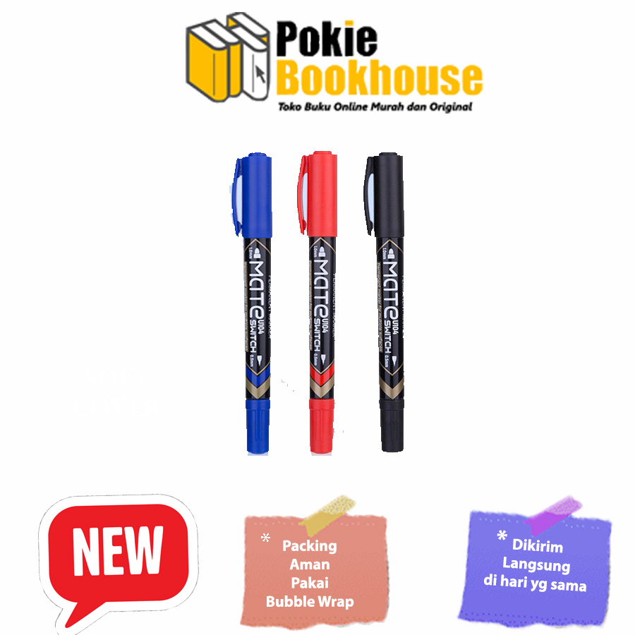 

Spidol Permanen Dual Tip 0.5mm / 1.0mm Tidak Beracun EU104X0 - Merah,12 pcs