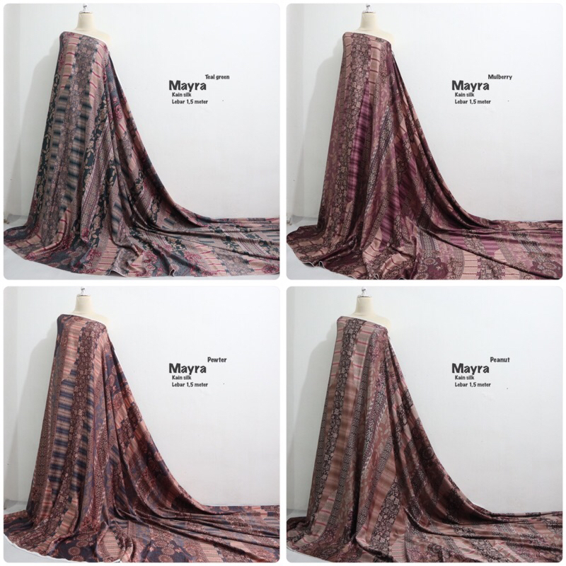 kain silk motif mayra / kain silk motif terbaru / bahan kain mewah / motif etnik / kain motif abstrak / kain warna coklat / kain pasangan / kain seragaman murah / kain diiorsilky