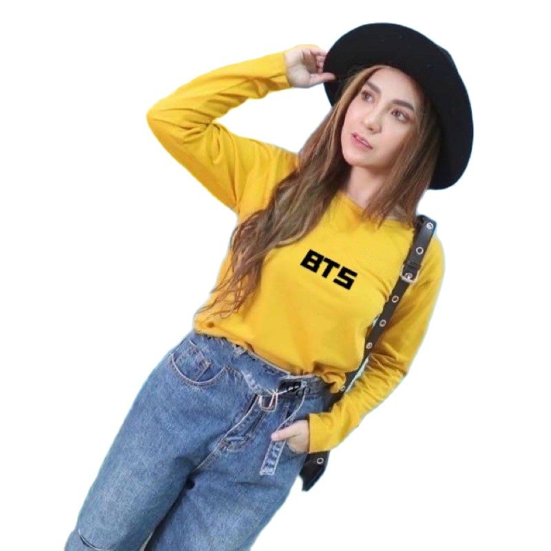 IL - SALE ATASAN WANITA LENGAN PANJANG MOTIF BTS / KAOS WANITA LENGAN PANJANG KASUAL