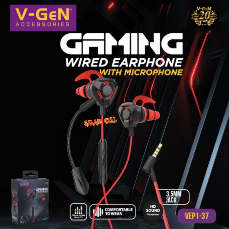 Headset V-Gen VEP1-37 Heaset Game Earphone Original Vgen Vep1 37 Garansi Resmi