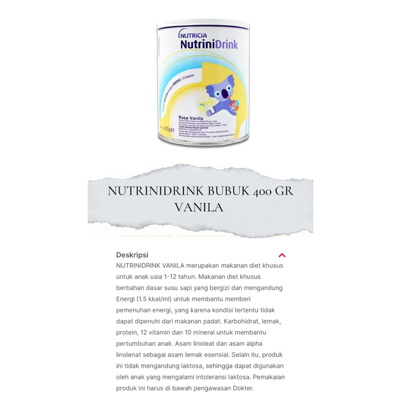 NUTRINIDRINK VANILA BUBUK 400 GR #SUSUPERTUMBUHANANAK#SUSUKHUSUSUNTUKNUTRISI