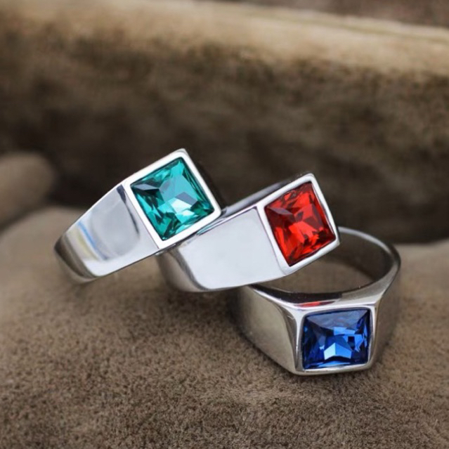 Cincin Titanium Pria Batu Onyx Anti Karat Model Kecil