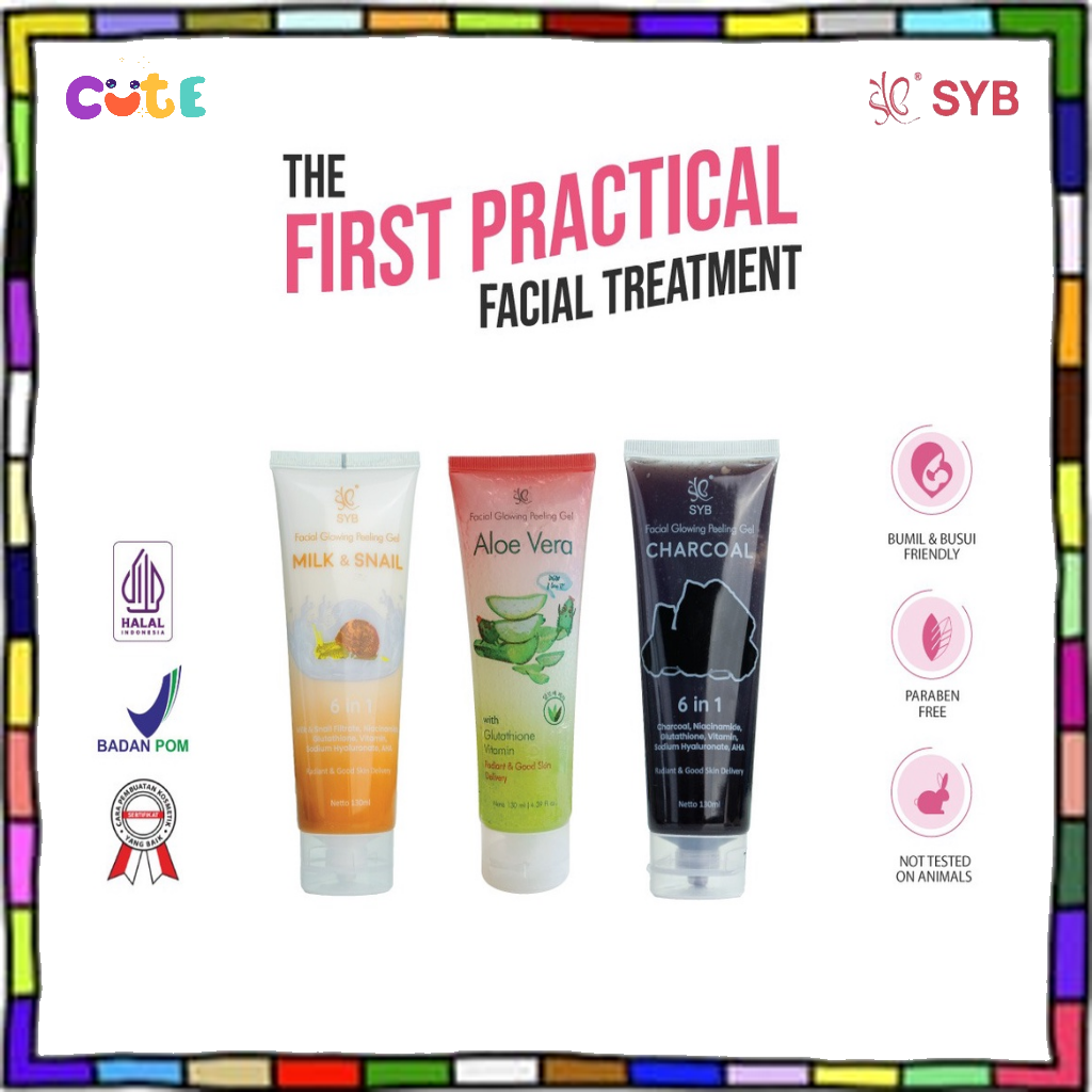 SYB Facial Glowing Peeling Gel / Scrub Wajah MILK & SNAIL, CHARCOAL ALOEVERA