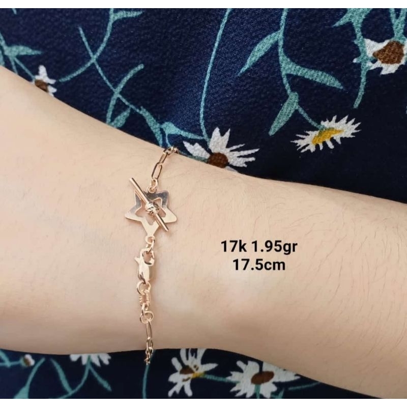 Gelang rantai emas 75 kerangka bintang