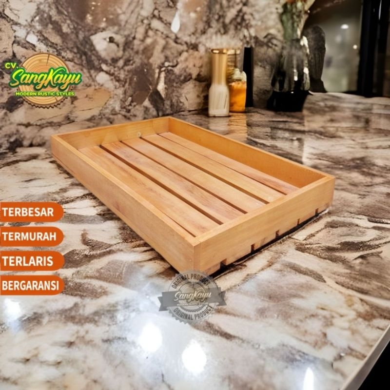 TERMURAH Nampan kayu 30x24 cm Wooden Tray kotak serbaguna baki kayu