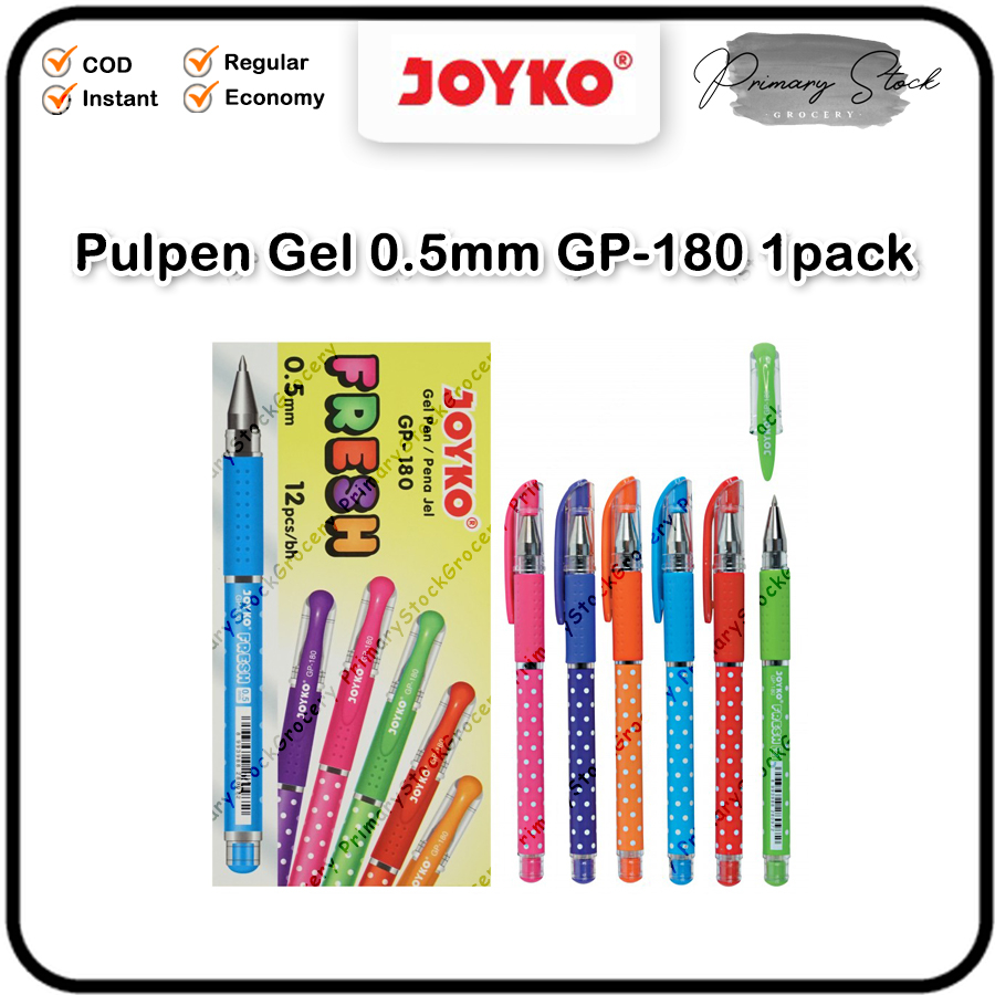 

Pulpen Gel Pen Joyko Fresh GP 180 Motif Polkadot Bintik Bintik 1 Pack GP-180 0.5 mm