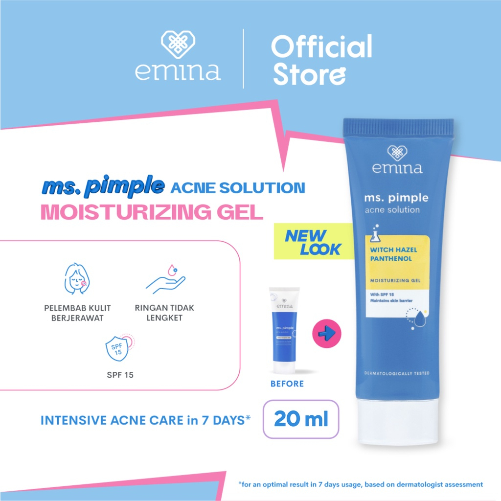 ✨ AKU MURAH ✨ Emina Ms. Pimple Acne Solution Moisturizing Gel 20 ML | Pelembab Wajah Atasi Jerawat [BPOM]