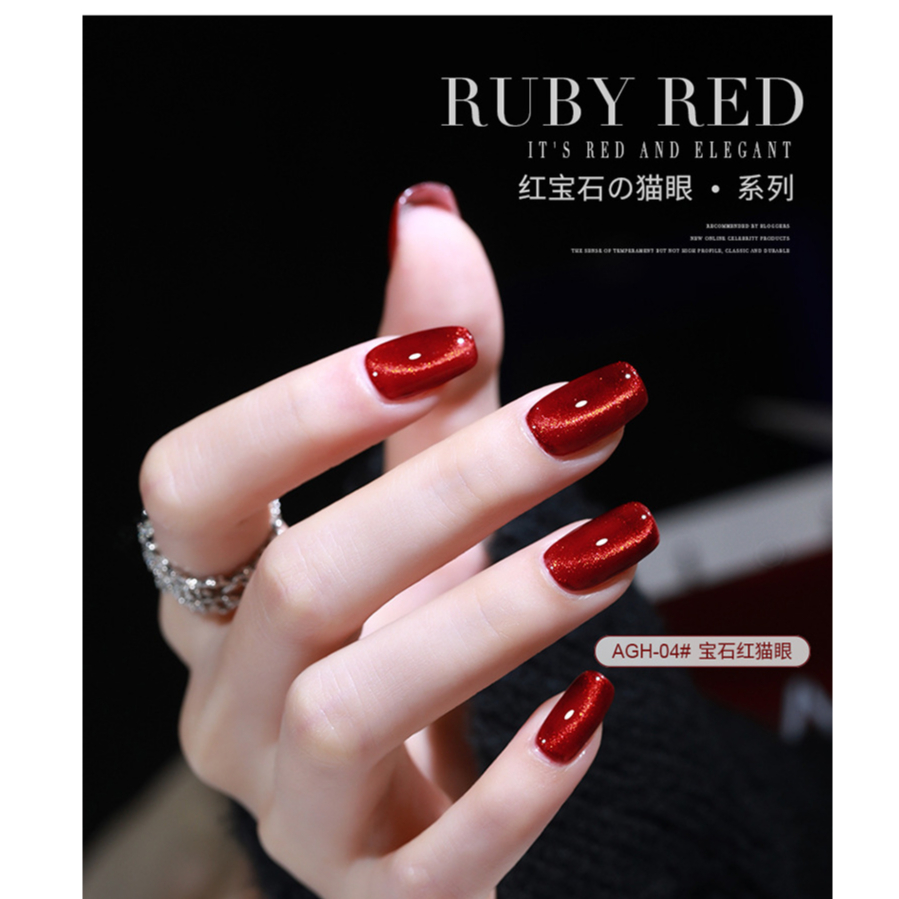 [ORIGINAL] 2023 AS PREMIUM UV GEL POLISH RUBY RED CAT'S EYE 15ML | CAT EYE GEL POLISH | kutek gel cat eye | UV GEL POLISH