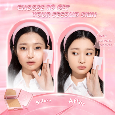 [NEW]PINKFLASH More&amp;More Mattifying Flawless Two Way Cake Powder Pressed Powder UV Protection Matte lightweight Oil Control