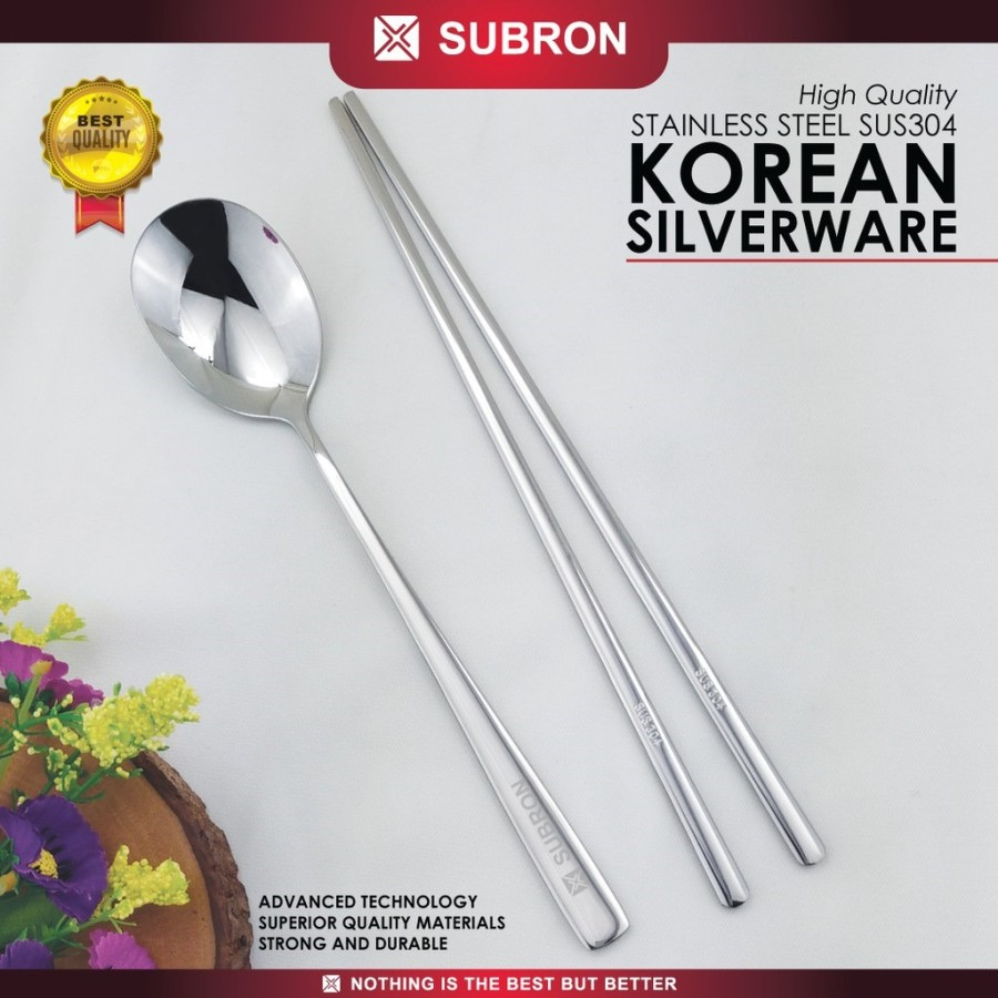 Sendok Sumpit Alat Makan Korea Stainless Steel Tebal - SUBRON SUS304