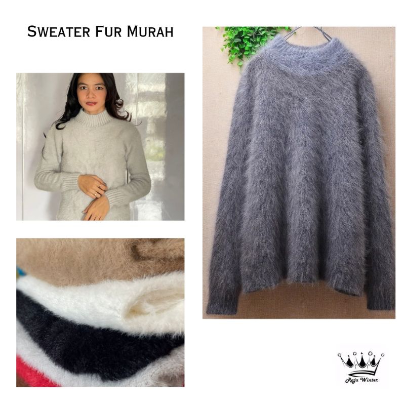 Atasan Top Sweater Fur Wanita Bulu Halus / Sweater Korea Winter Import