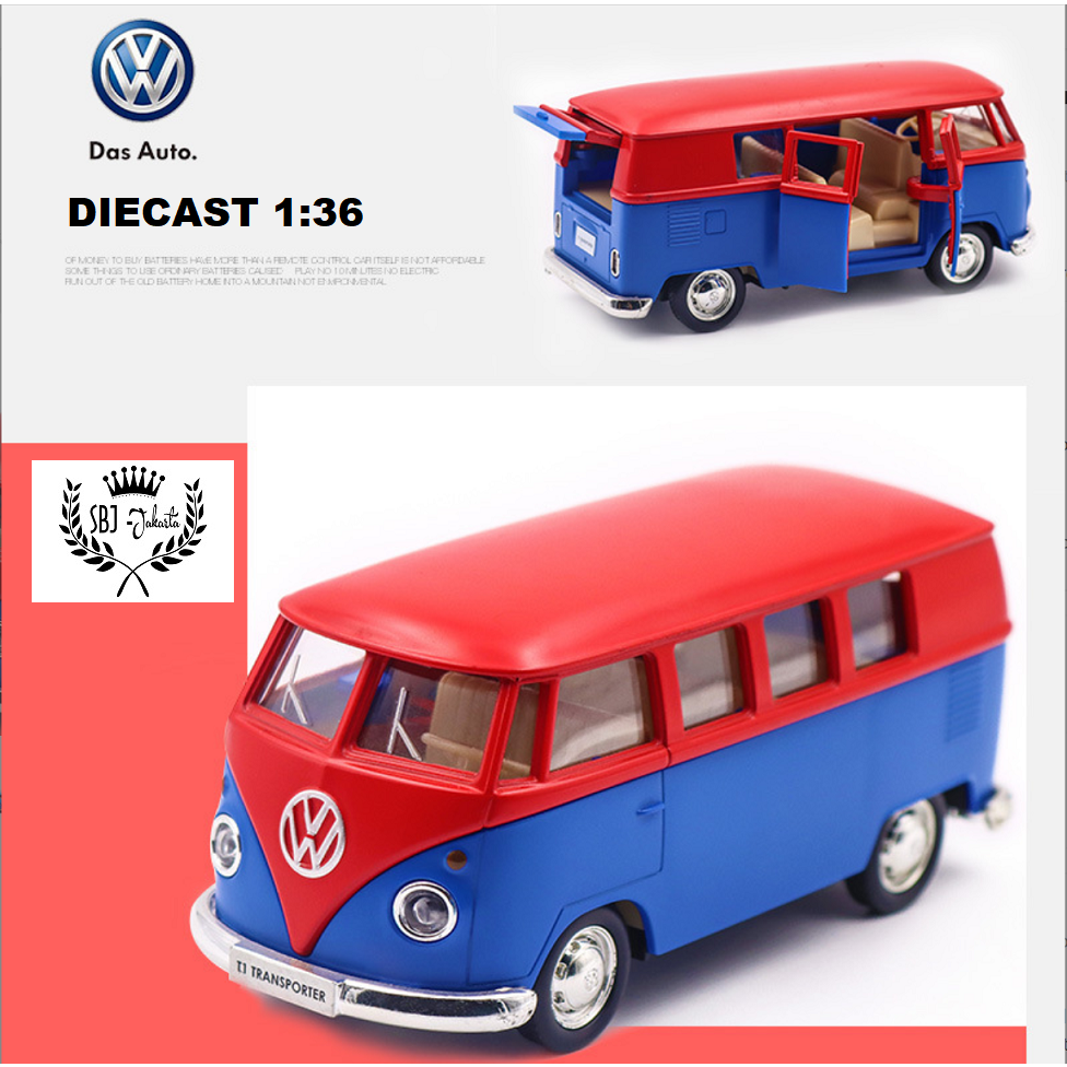 DIECAST MOBIL VW TRANSPORTER T1 SKALA 1:36 OFFICIAL LICENSED - Miniatur Mobil Metal Alloy