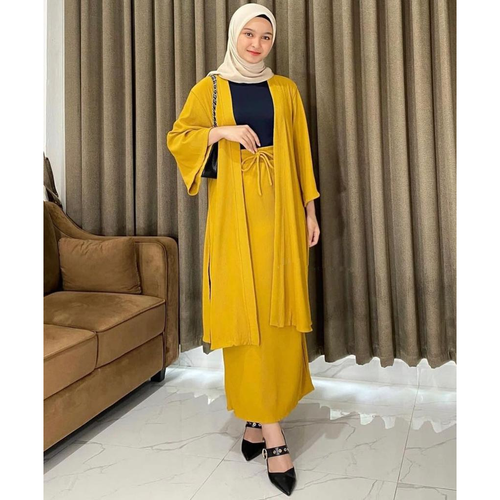 SETELAN WANITA KEKINIAN - AMARA SET ROK - ATASAN OUTER DAN ROK - SETELAN CRINKLE - ONE SET WANITA  KOREAN STYLE