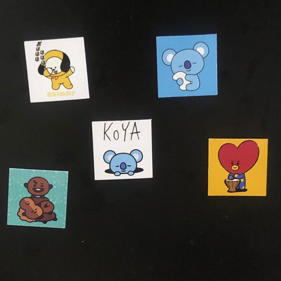 Magnet Set Isi 5 BT21 Ukuran 4 x 4 cm Stiker BTS Boneka Figure Koleksi