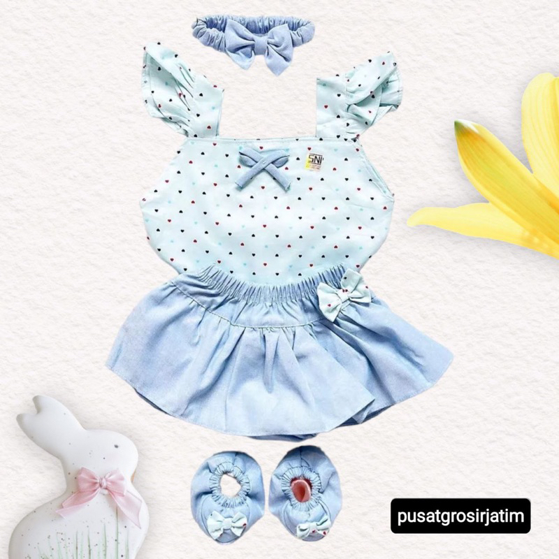 Setelan jumper rok bandana sepatu baju bayi cewek newborn jumpsuit bayi baju bayi perempuan Setelan bayi perempuan