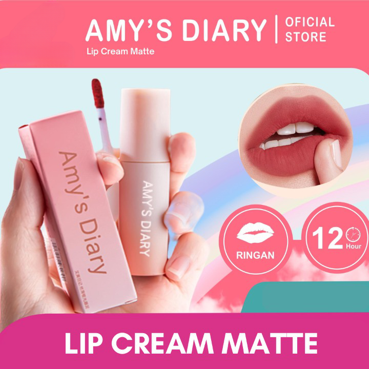 COD!!! Lipstik Cream AMY'S DIARY Velvet-Mist Matte Lip Clay nude Murah