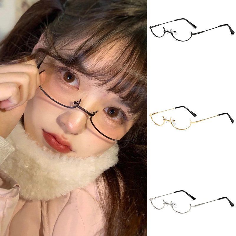 COD Kacamata Pendant Glasses Frame Korea Setengah Bingkai Netflix Dekoratif Wanita - SG