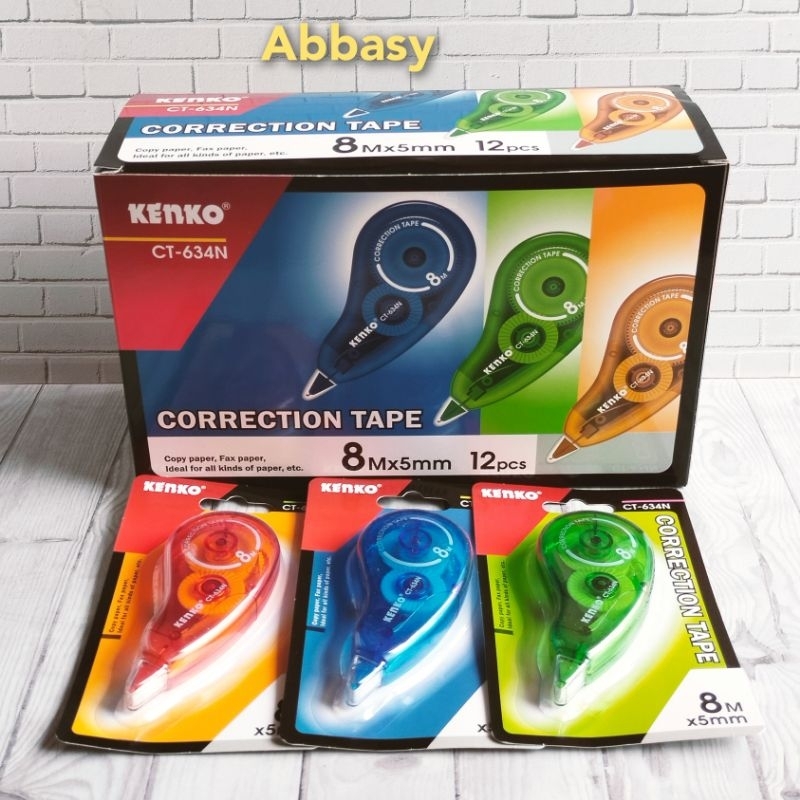 

Correction Tape Tipe-X kertas KENKO CT-634N 8Mx5mm ( isi 12 Pcs )