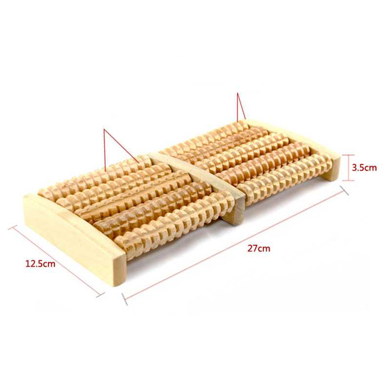 Pijat Kaki Wooden Foot Roller Massager Reflexology 5 Row Alat Pijat Relaksasi Kaki Desain Roller Berkualitas