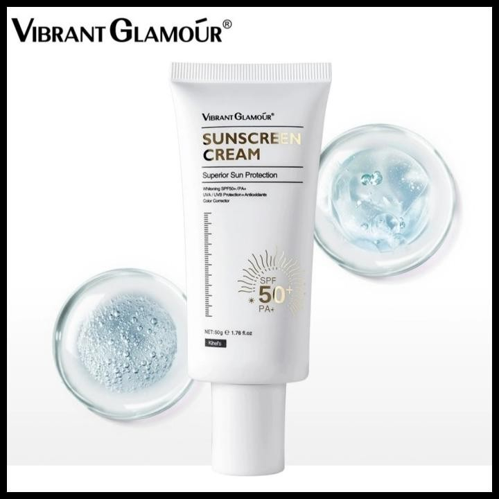 VIBRANT GLAMOUR suncreen Krim Tabir Surya Pemutih 50g Efek Pemutih Ganda Perlindungan Matahari Tabir Surya untuk Wajah