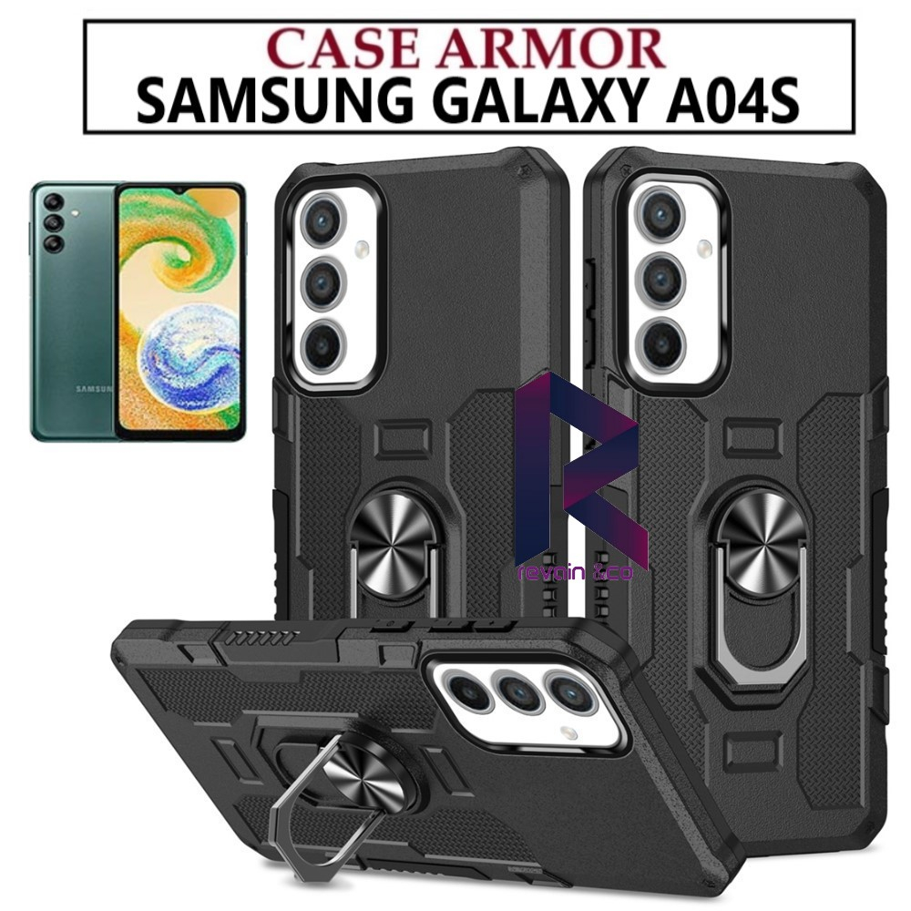 Case Armor SAMSUNG A04S Iring Cincin Magnetic Kesing Hp Protect kamera Premium Hard Case Standing Robot Pelindung Kamera