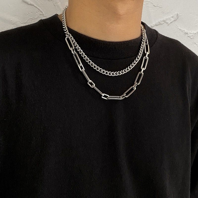 Kalung Pria Kalung HipHop Double Layer Chain Fashion Pria (K-PENDANT)
