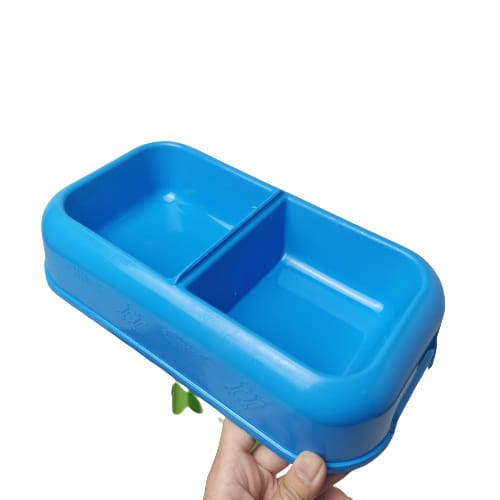 Tempat Makan Double Kotak / Wadah Pakan / Pet Bowl Kucing &amp; Anjing Murah