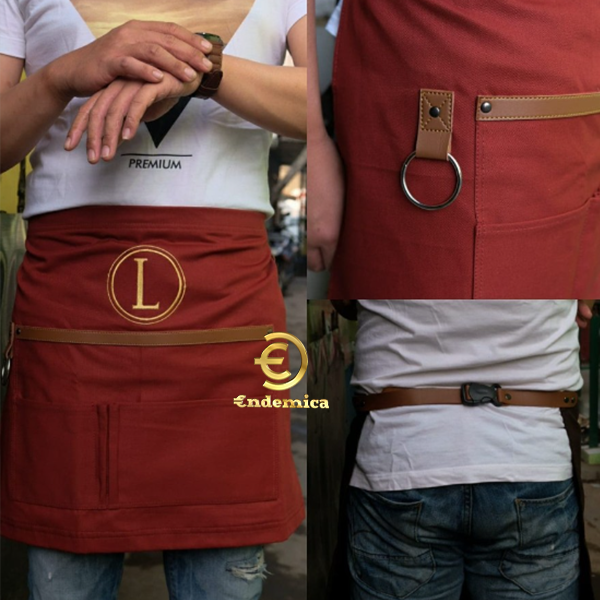 half apron full cotton &amp; synthetic leather strep for server/waiter