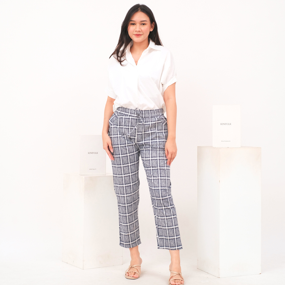 NHM TARTAN PANTS JUMBO - Celana Panjang Wanita Jumbo