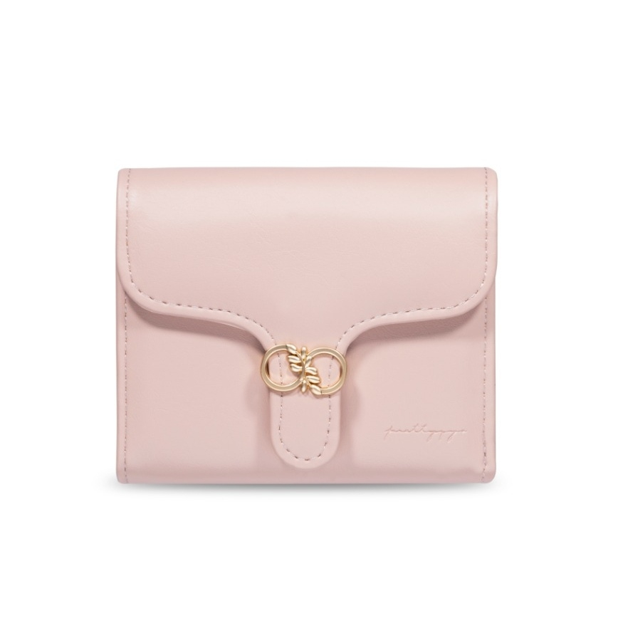 DOMPET LIPAT WANITA KECIL  KOREA MINI SLOT KARTU RESLETING UANG KOIN PRETTYZYS ORIGINAL IMPORT KULIT PINK LUCU AURALIA WA706P3 REMAJA CEWEK SIMPLE KEKINIAN MURAH BRANDED FASHION PREMIUM