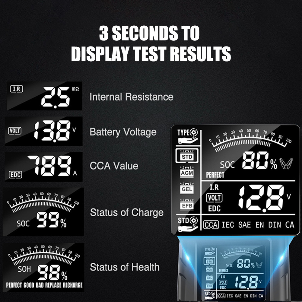 Tester Aki MOTOR DAN MOBIL Kendaraan Portable Battery Tester 200Ah with LCD - FBT-200