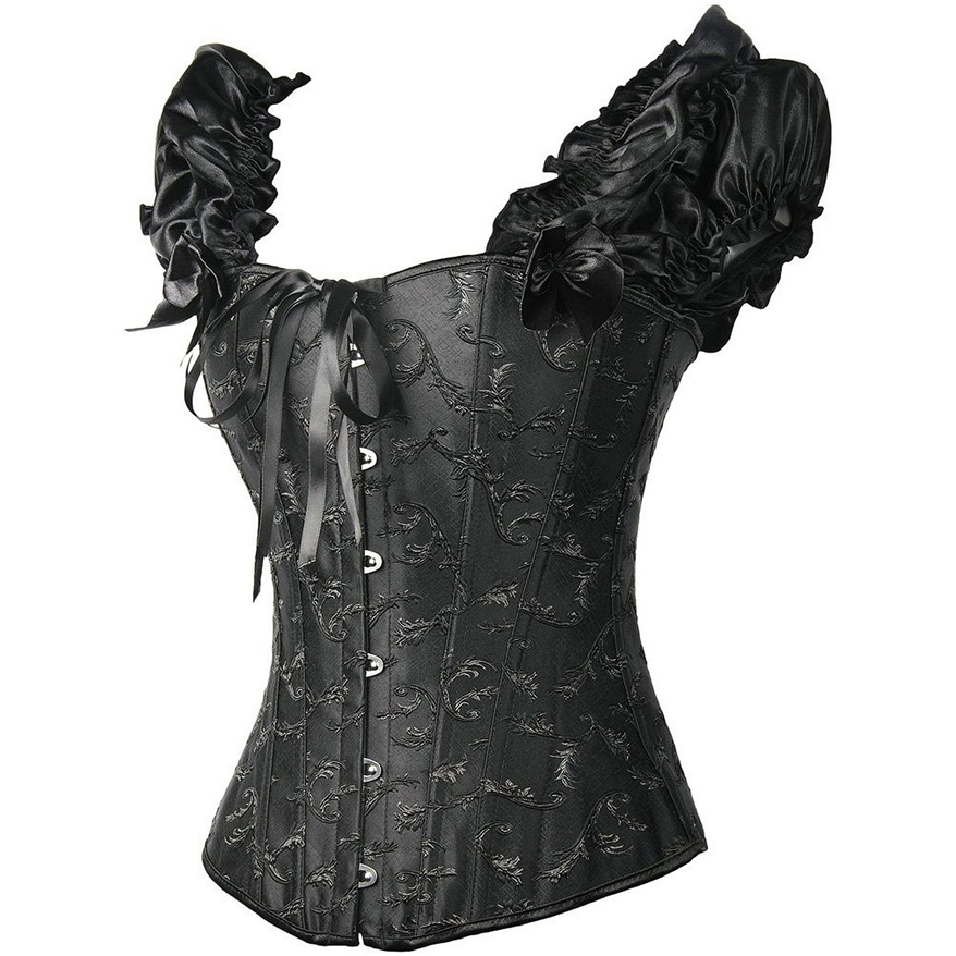 [ GOTH ] Women Floral Corsets Sexy Vintage Lace Up / Korset Bunga Wanita Seksi Bertali Antik 8000 (M-XXL)