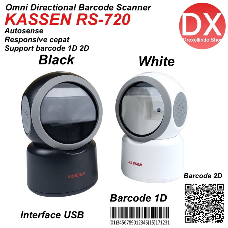 SCANNER BARCODE KASSEN RS-720 OMNI DIRECT 1D 2D DIGITAL WHITE BLACK