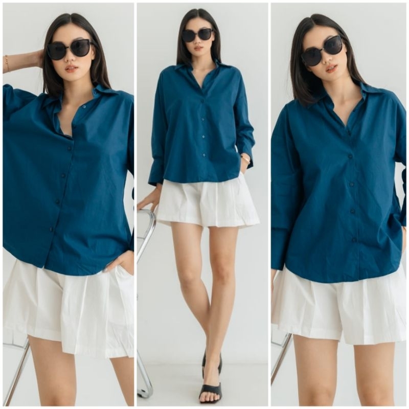 ♡ PREMIUM ♡ ORIGINAL ! SHAYNNE BIG SIZE COLLAR BUTTON LONG SLEEVE SHIRT ( BUSUI &amp; HIJAB FRIENDLY )