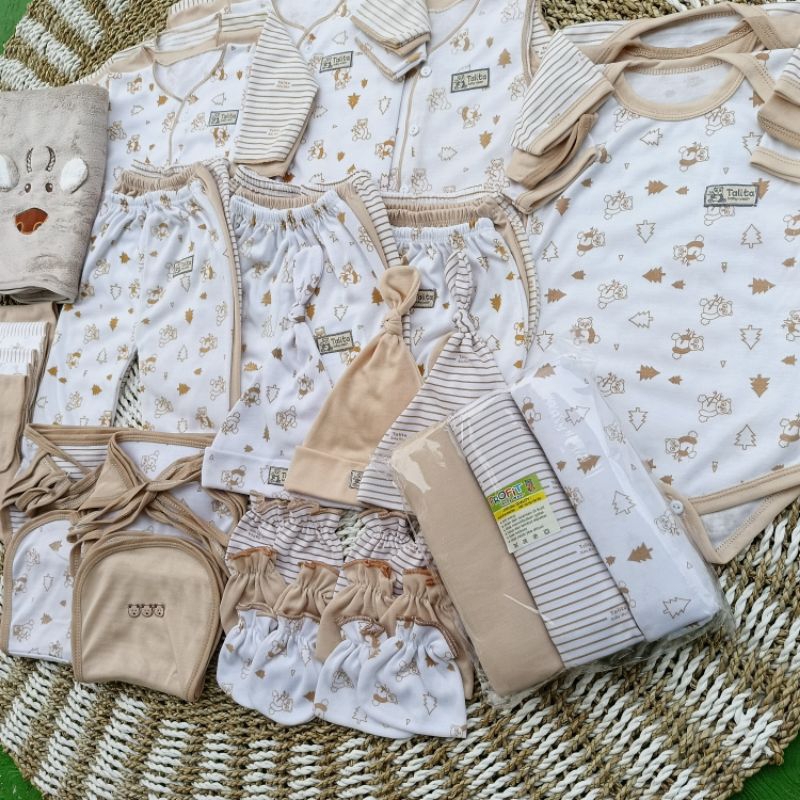 51 PCS Perlengkapan Bayi Baru Lahir/Paket Baju Bayi Seri Coklat Komplit Paket Brojol Baby Newborn talitababywear