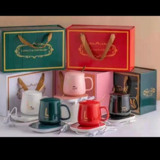 Mug Cangkir Elektrik Set Keramik Pemanas 55 Derajat / Penghangat Kopi Teh Cup Coffe Warmer Ceramic