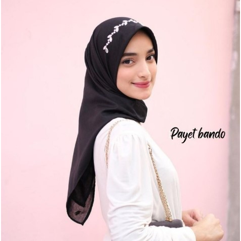 JILBAB BELLA SQUARE  SEGI EMPAT PAYET BANDO MUTIARA DIAMOND